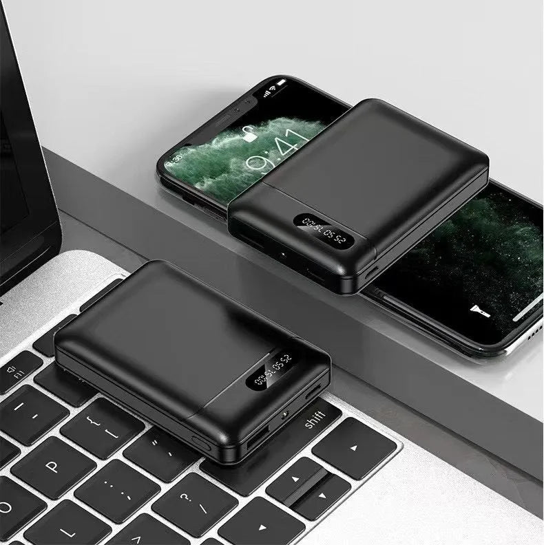 A21 model portable power bank in black or white with multiple USB charging ports