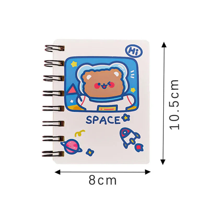 Compact astronaut-themed pocket flipper notebook showing Astronaut Bear cover design
