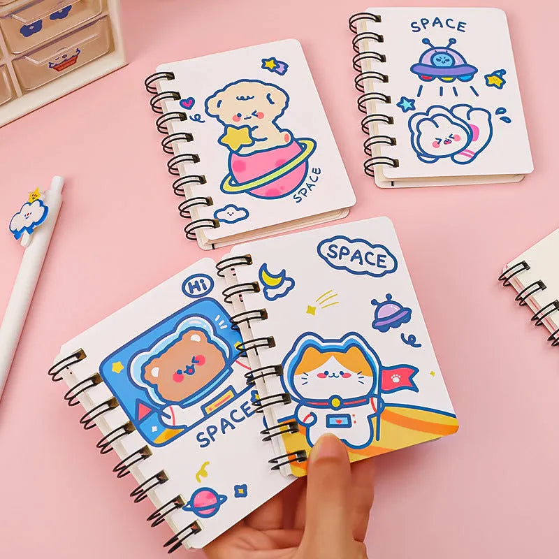 Compact astronaut-themed pocket flipper notebook showing Astronaut Bear cover design