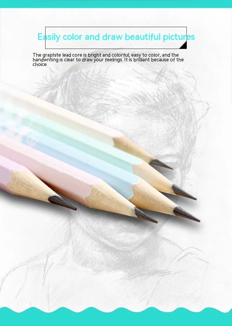 Wooden barrel containing 50 six-angle Basswood thermal transfer HB pencils.