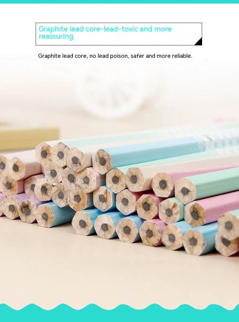 Wooden barrel containing 50 six-angle Basswood thermal transfer HB pencils.