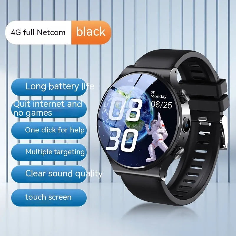 Black and white Fashion Personality Video Smart Watch showing 1.28-inch screen on wrist.