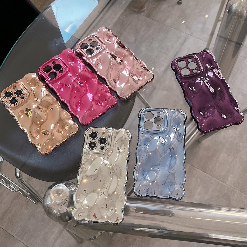 Bubble shell electroplated TPU phone case for iPhone 11 to 14 Pro Max in silver finish