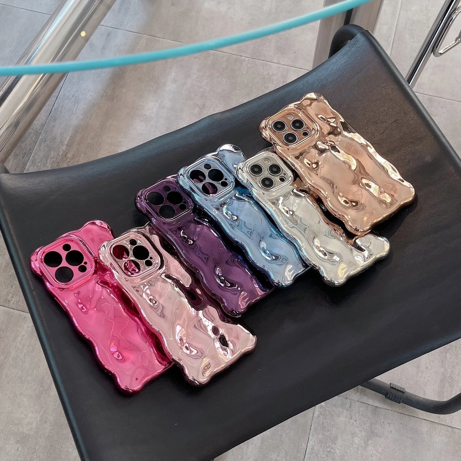 Bubble shell electroplated TPU phone case for iPhone 11 to 14 Pro Max in silver finish