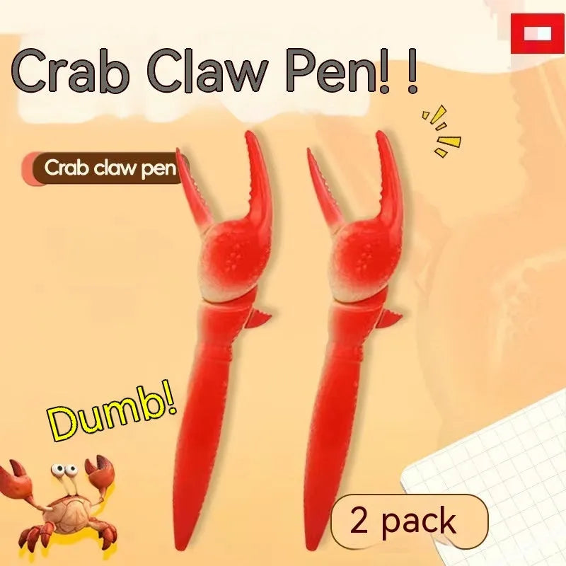 Brightly coloured plastic crab-shaped novelty ballpoint pen with movable claws.