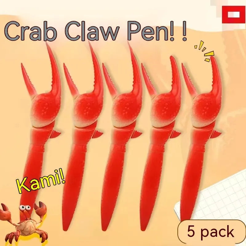 Brightly coloured plastic crab-shaped novelty ballpoint pen with movable claws.
