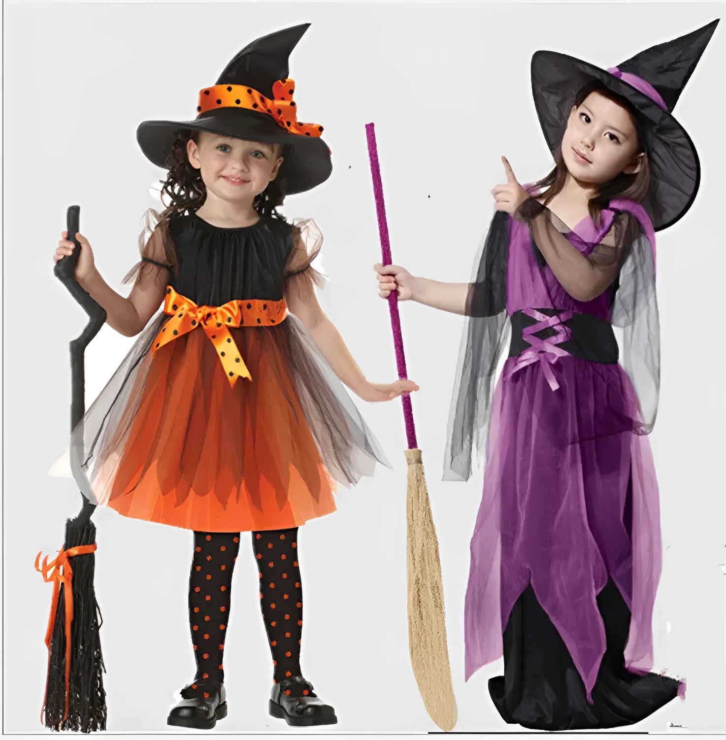 Children's witch costume in linen fabric available in multiple colours and sizes