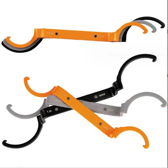 Three magnetic wrenches in orange, grey, and black from the H251 three-piece crescent and catheter locking wrench set.