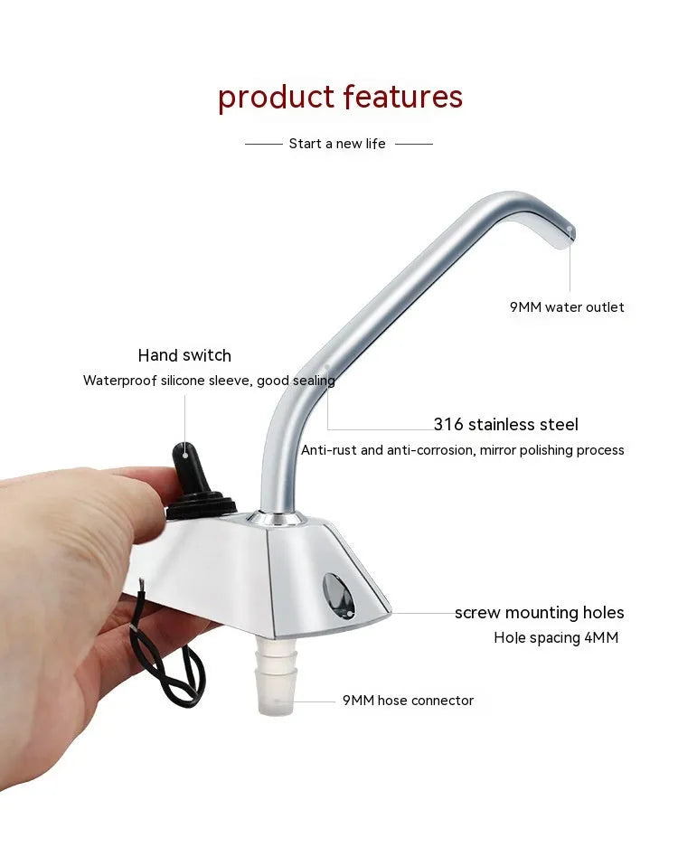 316 stainless steel RV faucet with electronic control and rotating spout