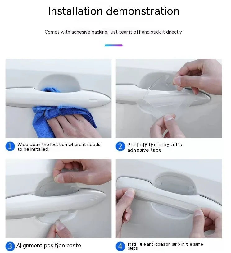 Transparent 3D car door handle protection stickers for scratch prevention