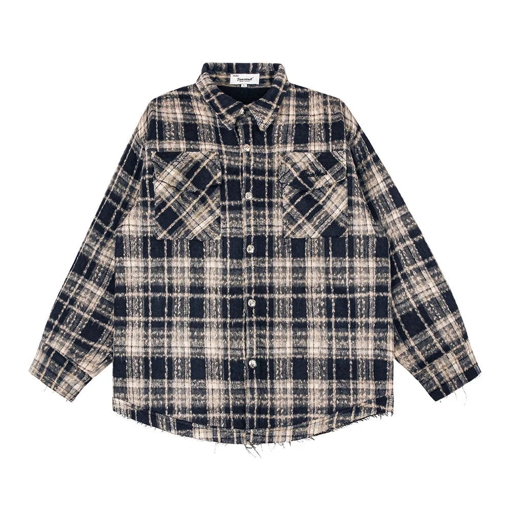 Men's retro plaid shirt in cotton blend available in black and red sizes M L XL