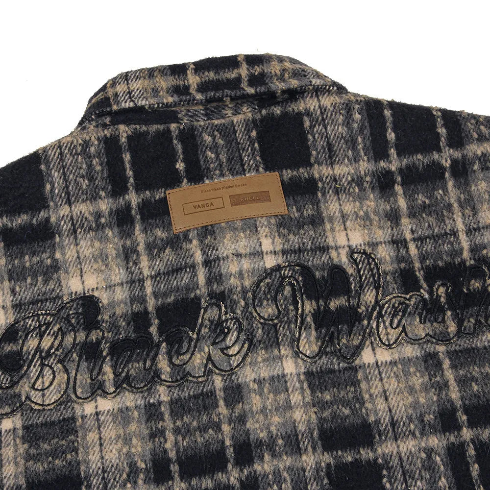 Men's retro plaid shirt in cotton blend available in black and red sizes M L XL