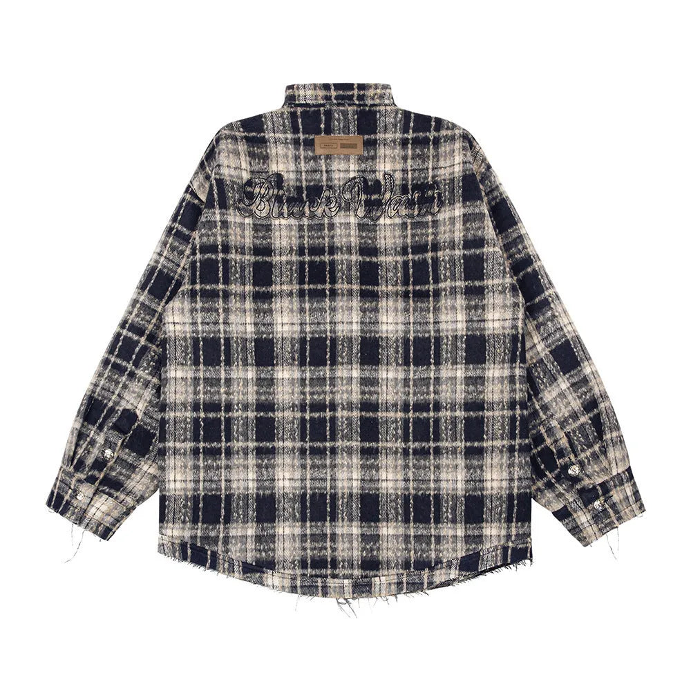 Men's retro plaid shirt in cotton blend available in black and red sizes M L XL