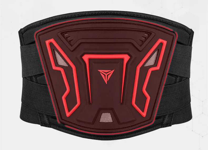 MDL1028 motorcycle waist support harness in black or red colour with adjustable sizing