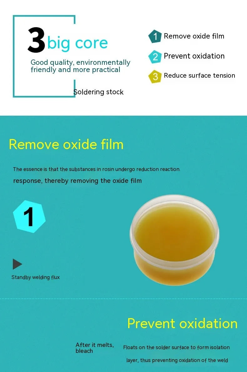 High purity rosin soldering flux in paste form for electric soldering iron use