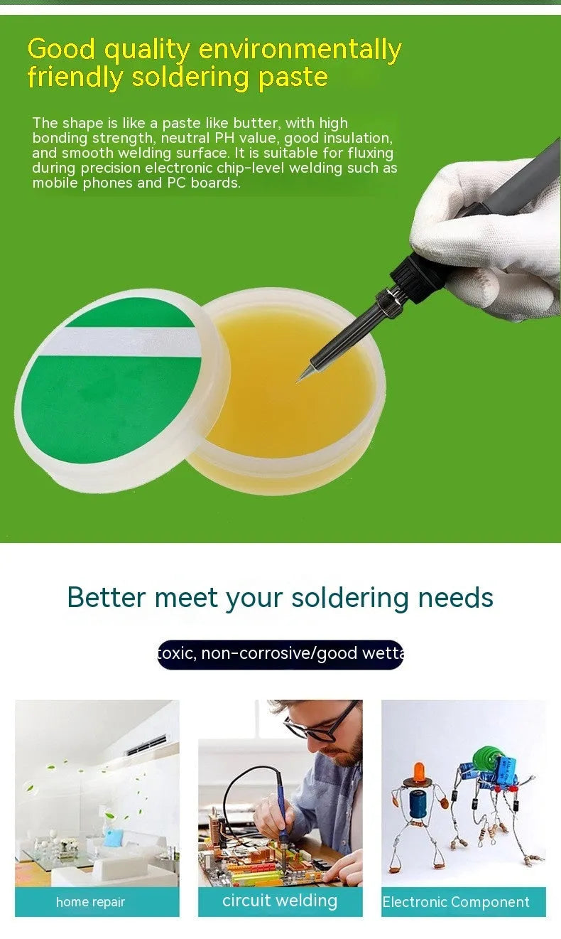 High purity rosin soldering flux in paste form for electric soldering iron use