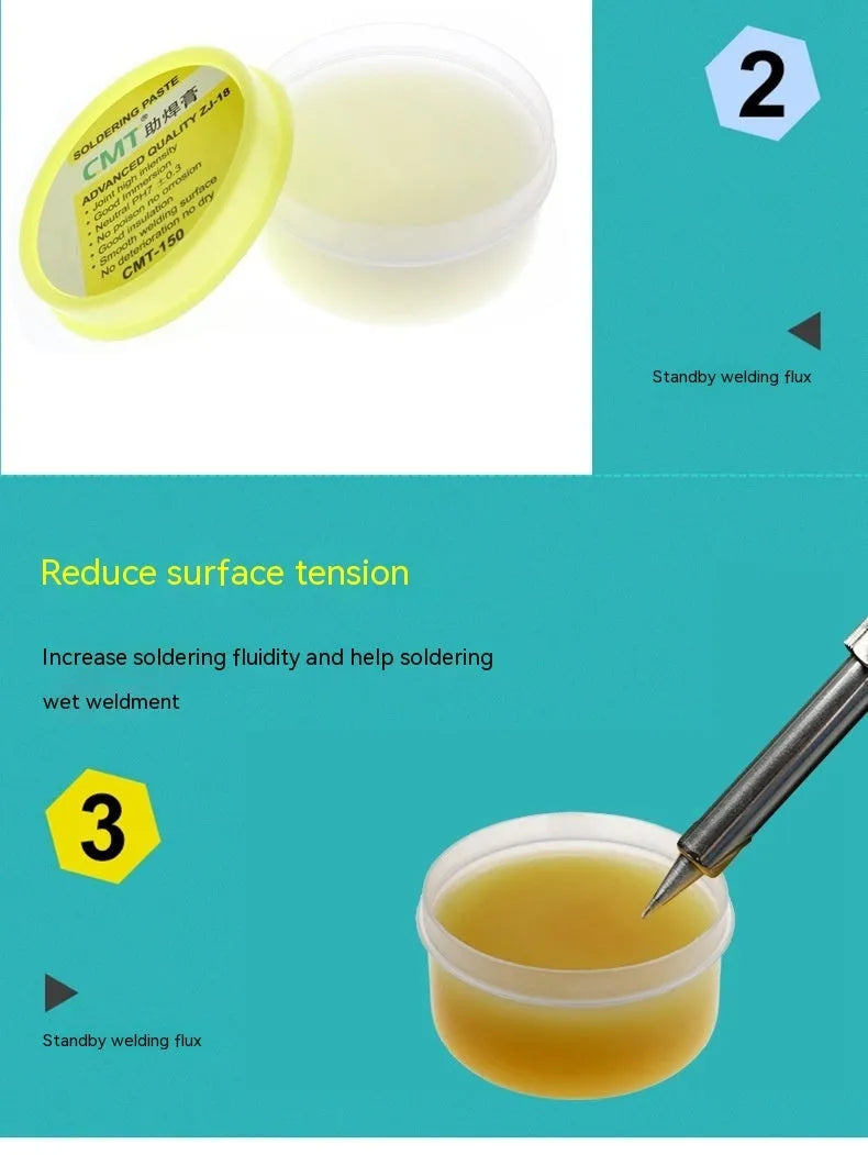 High purity rosin soldering flux in paste form for electric soldering iron use