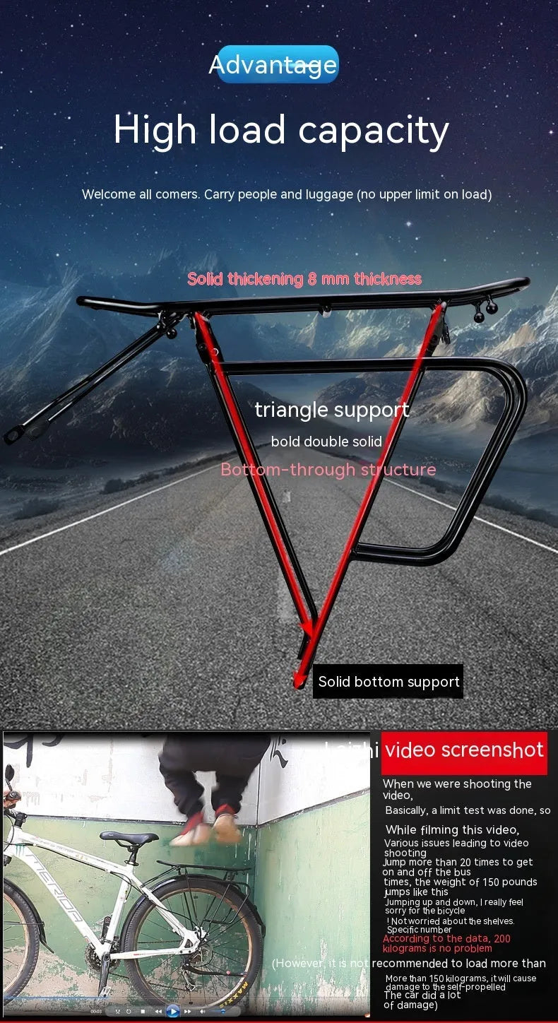 Bicycle pack shelf made of steel and aluminium alloy with screw U piece