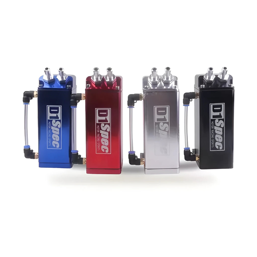 D1 double hole aluminium engine oil catch tank with 15mm fittings in a choice of four colours
