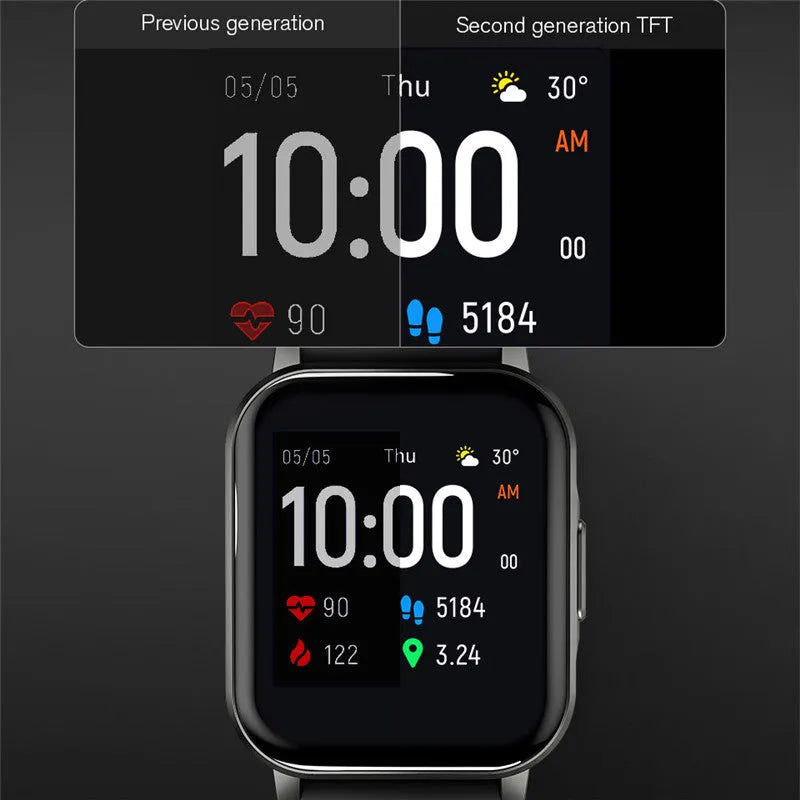Black waterproof smart bracelet with 1.4 inch HD touch screen on silicone wrist strap