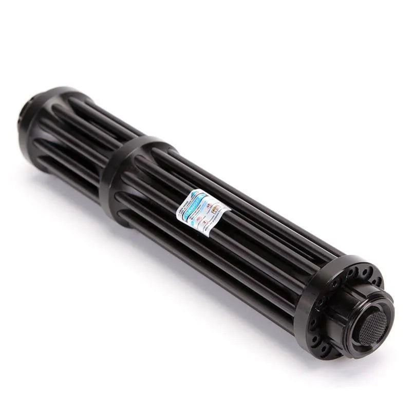 Black anodised aluminium tactical flashlight with laser indicator in B017 blue style