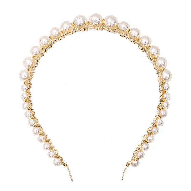 Thin imitation pearl headband on metal base approximately 14cm, available in Pearl A Pearl B Pearl C colours