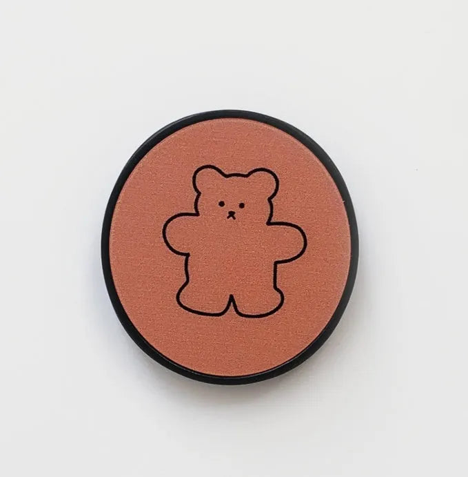 Plastic bear finger grip folding bracket for mobile phone, 4 cm diameter, in black colour