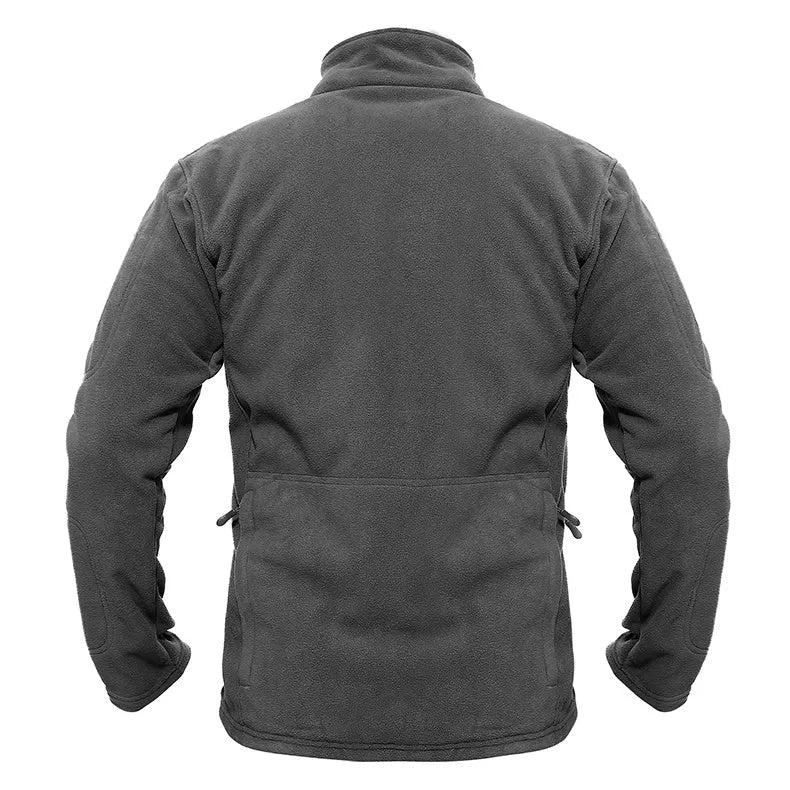 Thick military army fleece tactical jacket for men, windproof thermal, solid army green, turn-down collar
