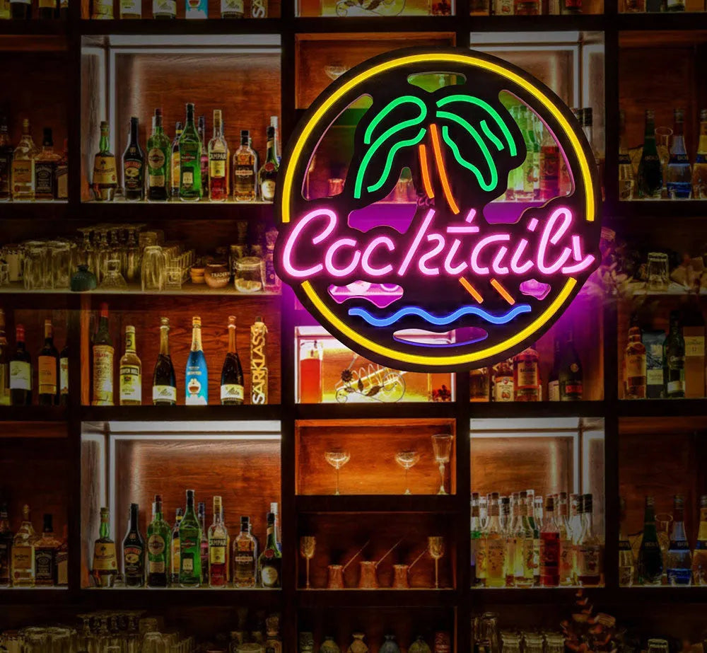 LED coffee neon advertising billboard with bright mixed colours for bar or shop window display.