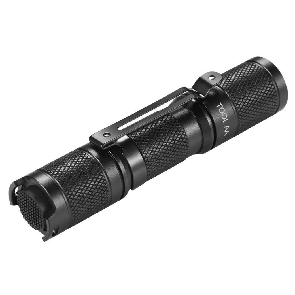 Black Lumintop Tool AA2.0 compact aluminium flashlight with keychain and magnetic tail cap.