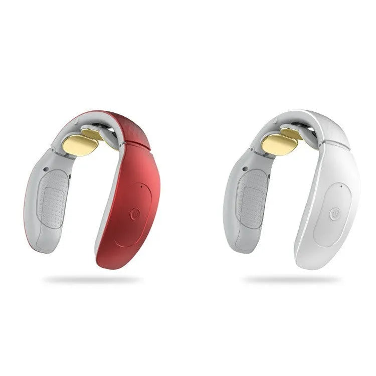 Small red and white intelligent cervical massager device for neck, back, and leg muscle relief.