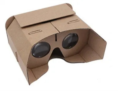 Cardboard virtual reality glasses headset for mobile phones on a white background.