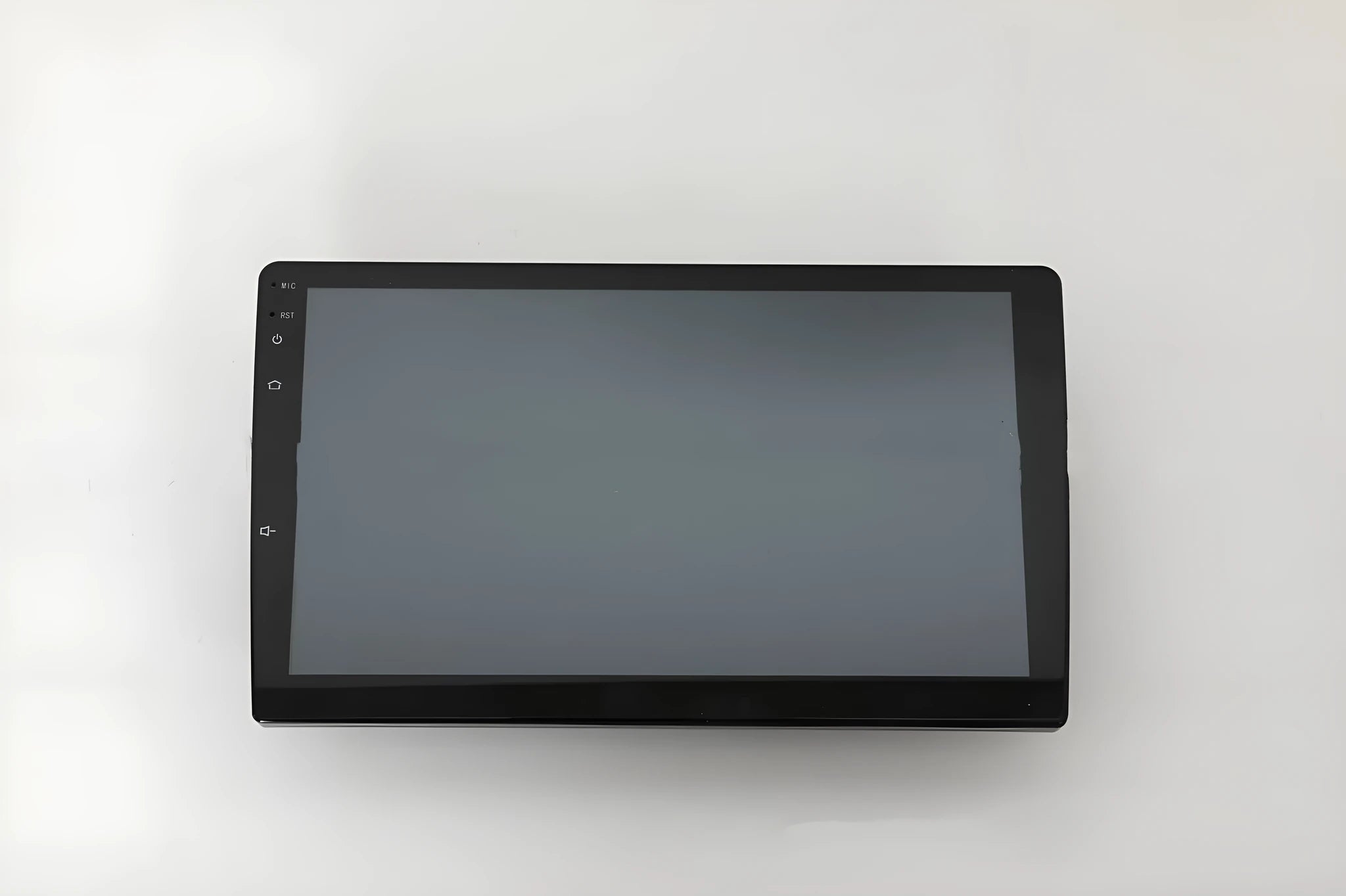 Black universal Android car head unit with 10.1 inch touch screen display showing GPS navigation map.