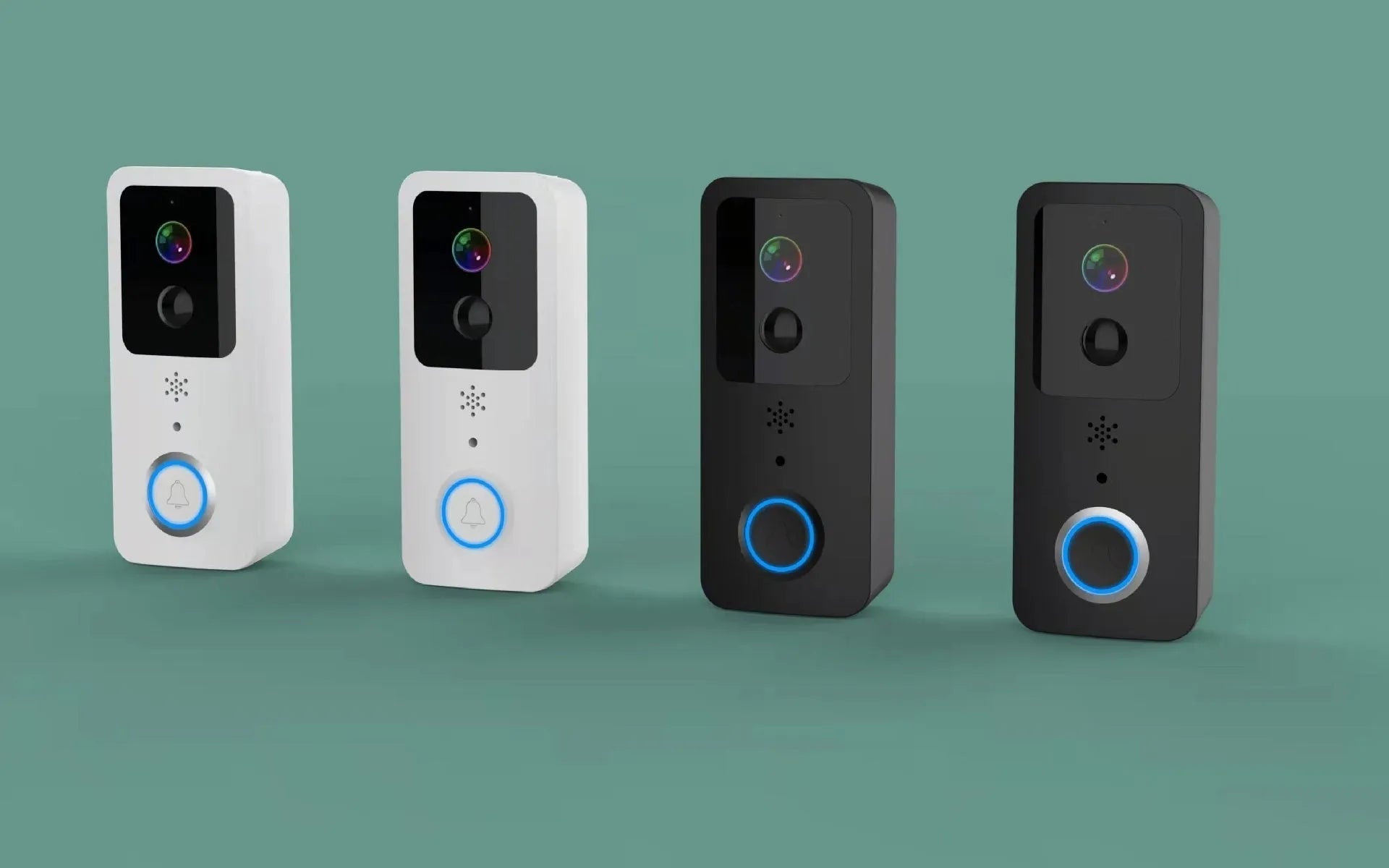 Black and white smart waterproof visual doorbell with HD camera for remote app intercom.