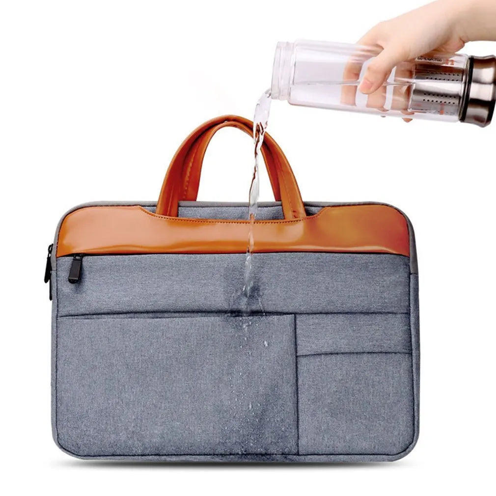 Grey nylon official document liner laptop bag with zipper closure, fits 15-inch tablet or notebook