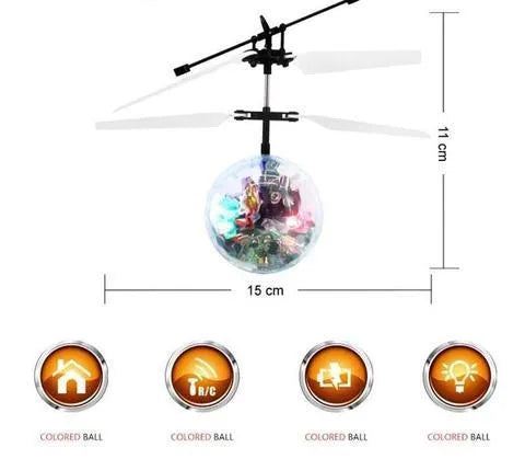 Infrared induction control LED magic flying ball with flashing lights in football design colour variant