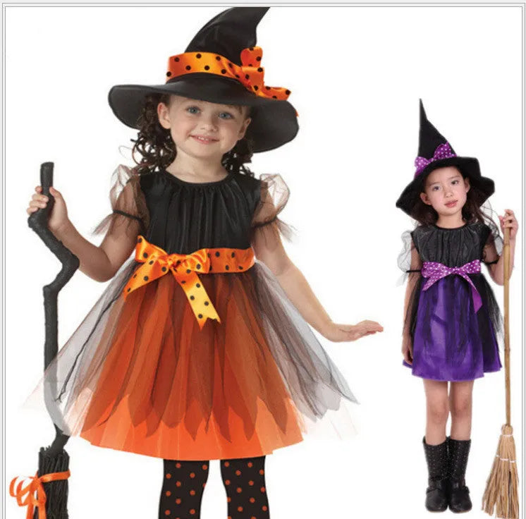 Children's witch costume in linen fabric available in multiple colours and sizes