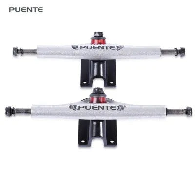 Puente alloy skateboard bracket set in black with hex nut, impact resistant for standard skateboards