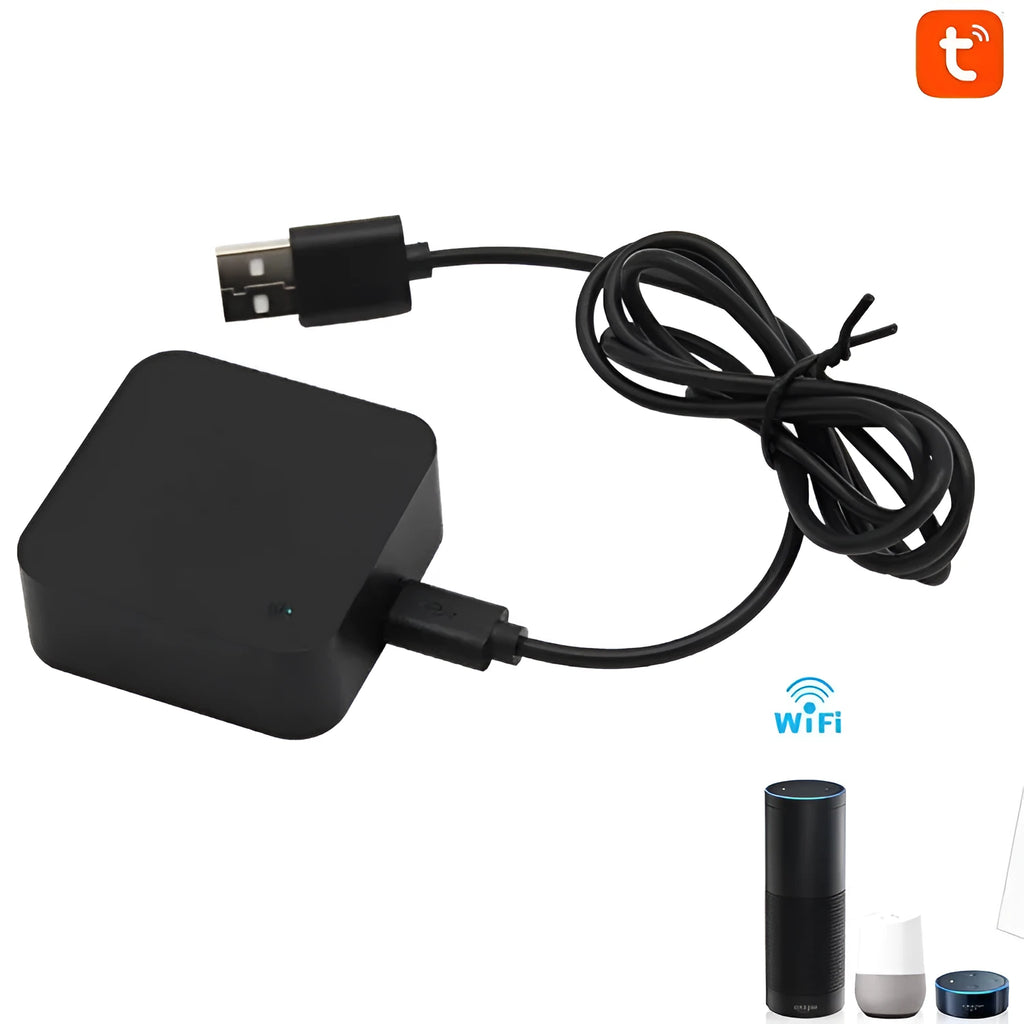 Black universal infrared remote control with voice operation for air conditioning and TV control