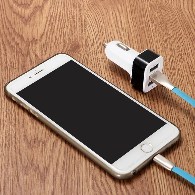 3USB aluminum car charger with indicator light in black colour option