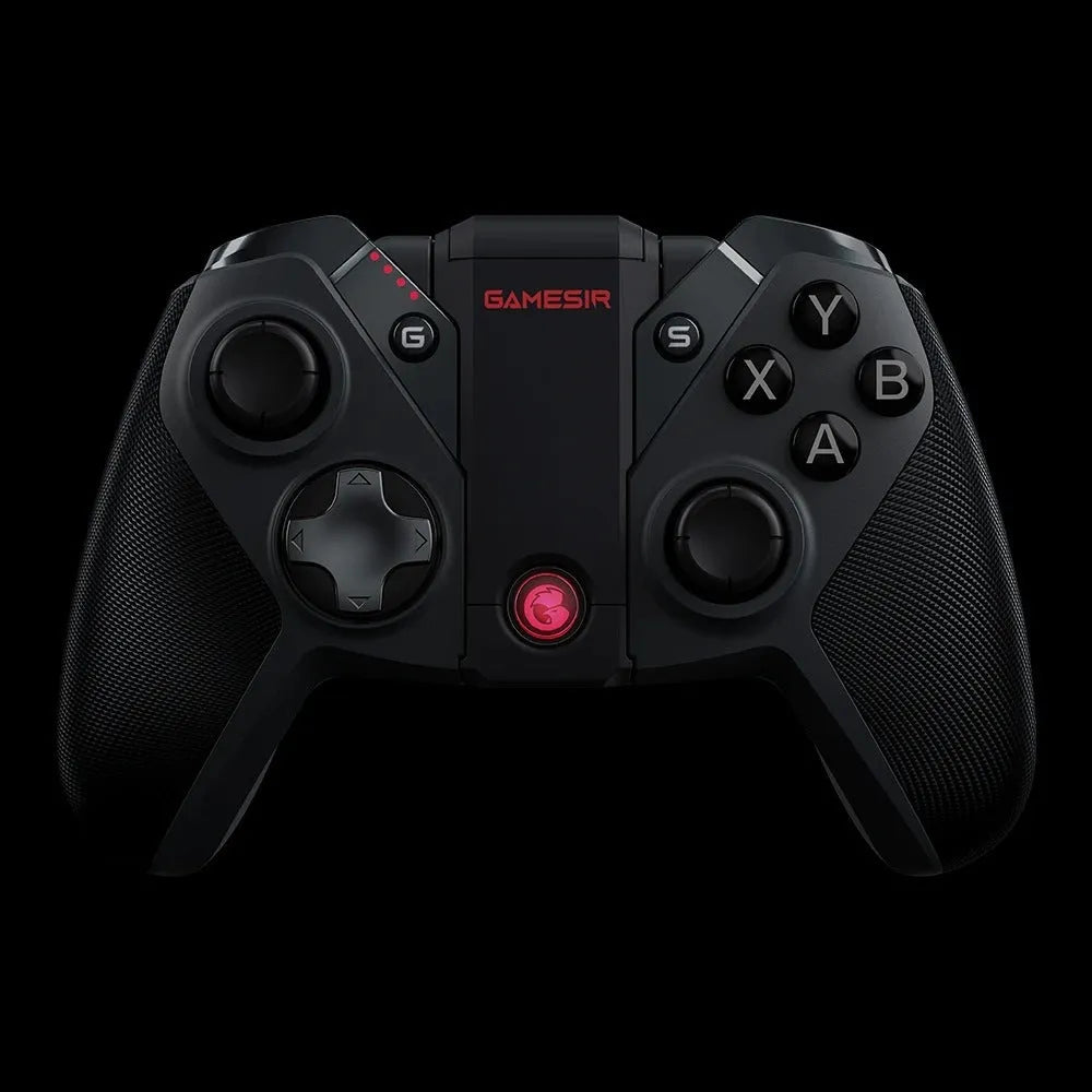 Black Gaishi wired USB Type-C game controller with textured grips on a dark surface.