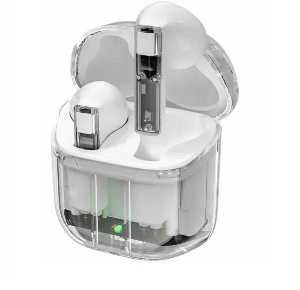 Transparent case space capsule style true wireless Bluetooth headset in multiple colour options