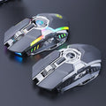 Seven-button wireless gaming mouse with horse racing design, RGB lighting, and silent charging in black and grey colour options.