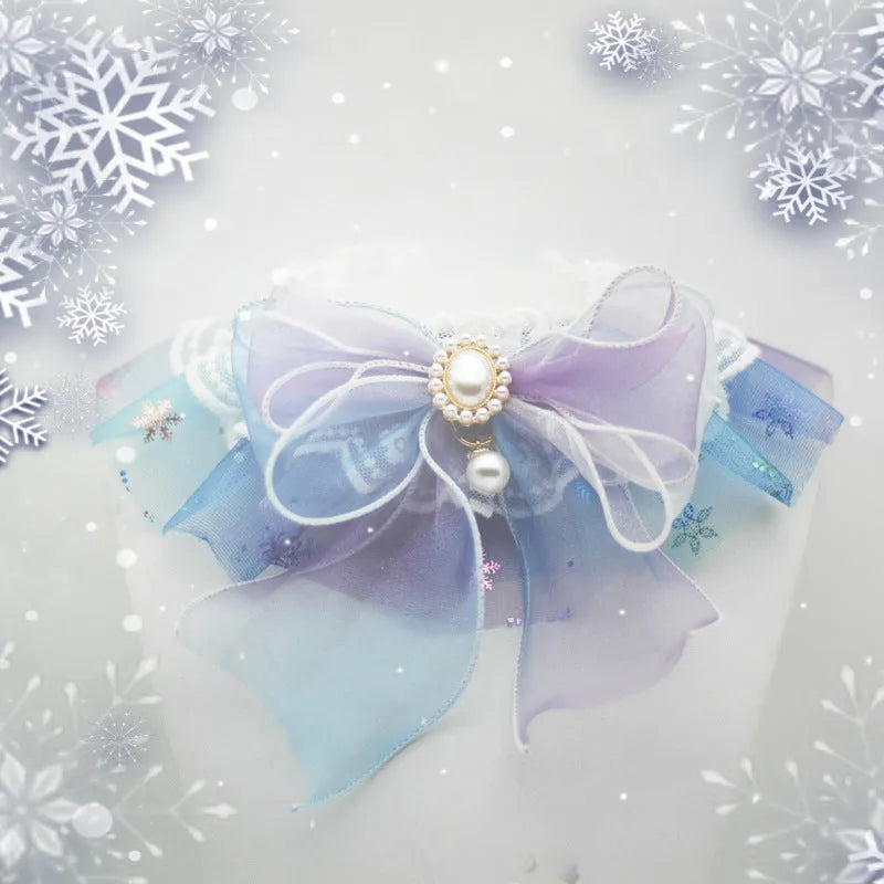 Pet organza scarf in blue purple on a cat, Japanese Korean style, side view