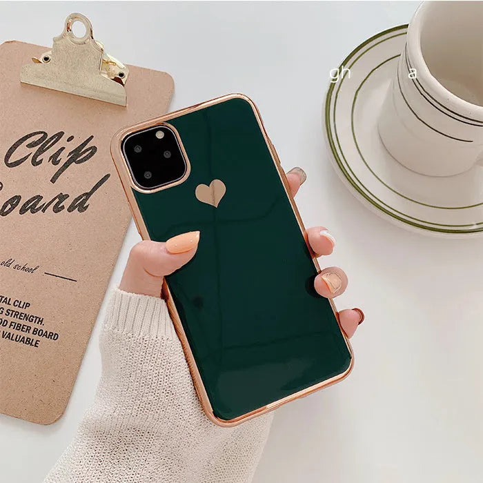 Solid colour TPU phone case for iPhone shown in blue, claret, pink, and green options