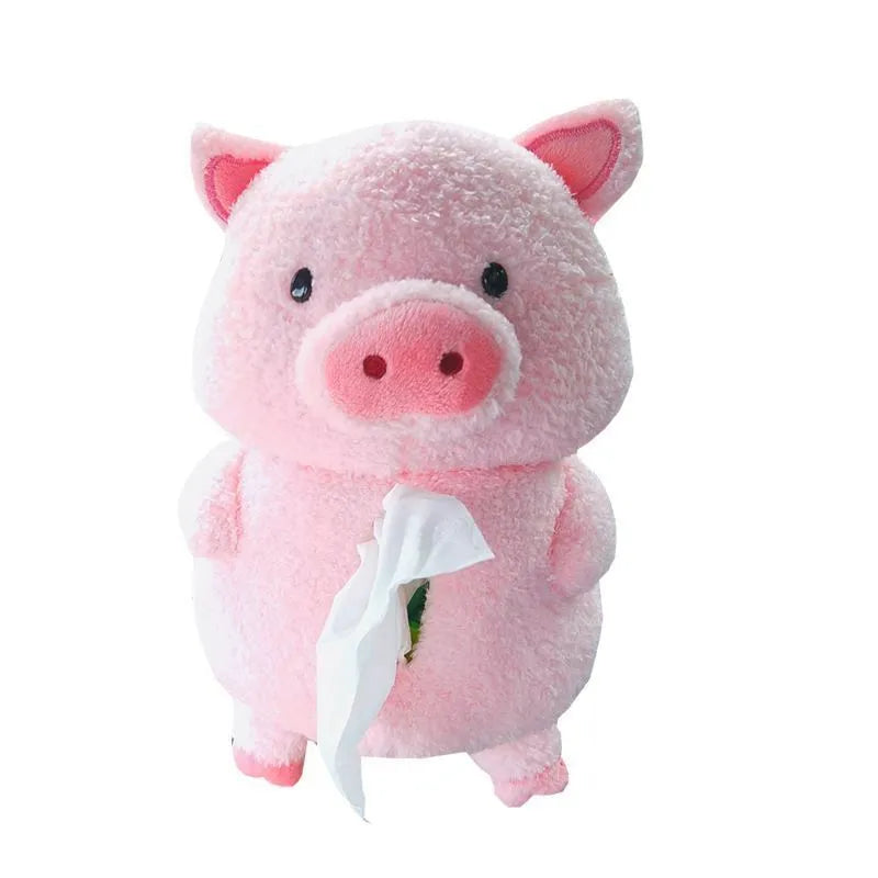 Cartoon lamb plush car tissue box cover for vehicle dashboard or home decoration.