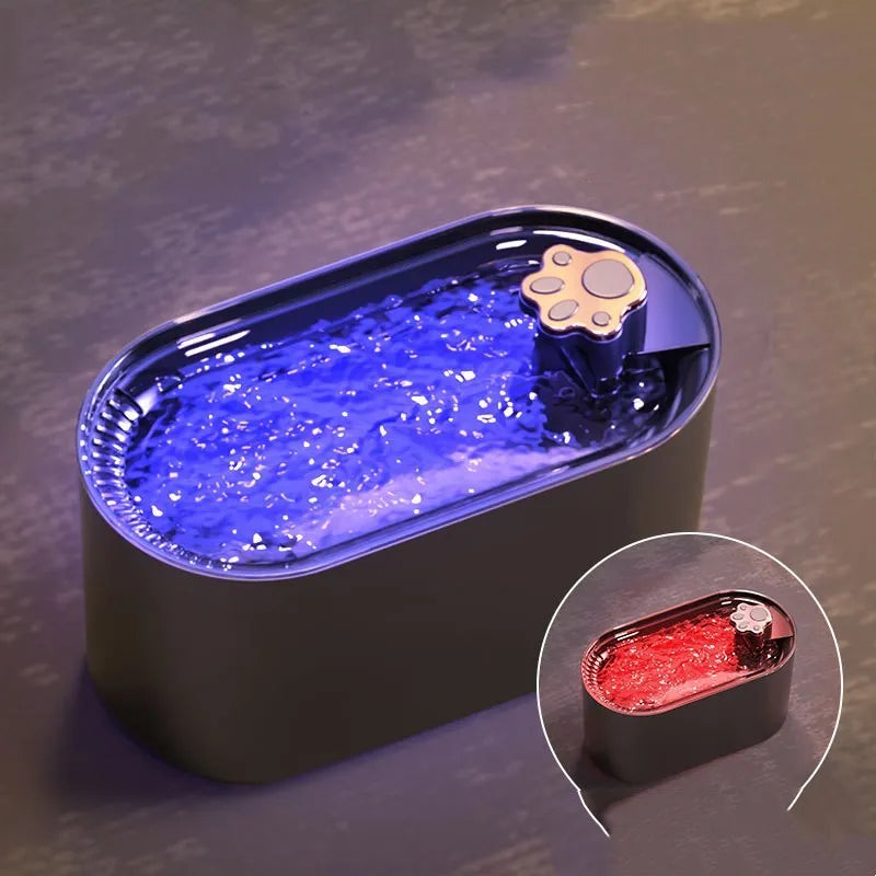 Berlin blue automatic pet water fountain with 3-litre capacity and LED indicator light