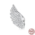 S925 sterling silver wing bead inlaid with zircon on a white background showing 1.4cm size