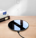 Black QI 15W wireless charging pad with silicone anti-slip base