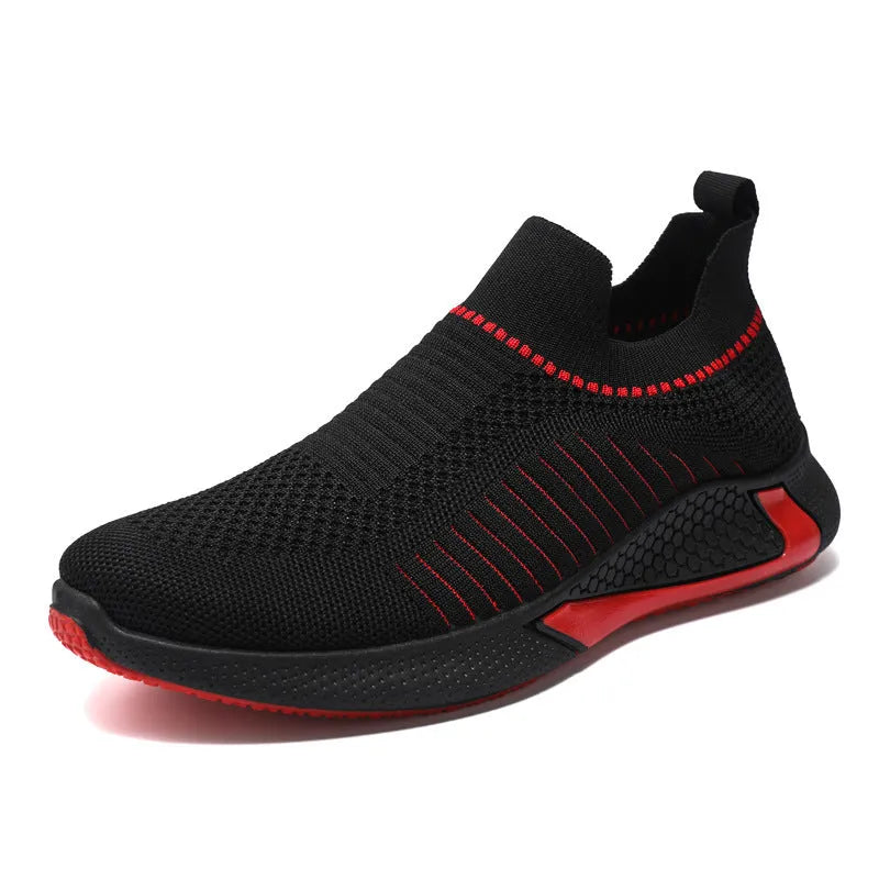 Men's mesh sock sneakers with striped design and colourblocking details